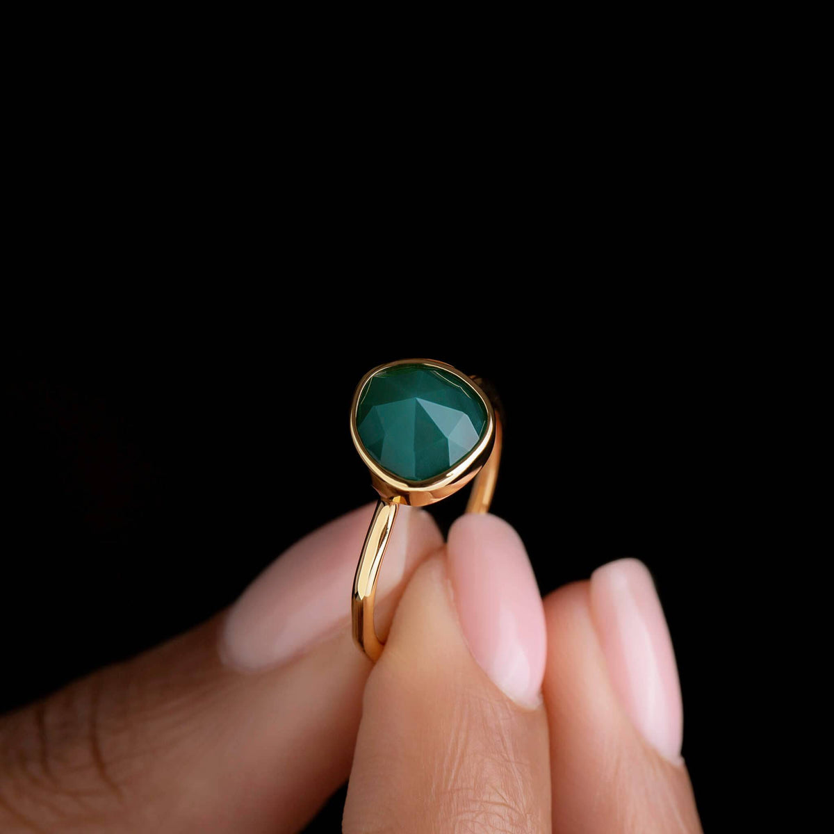 Luna ring green onyx - Trove & Co.