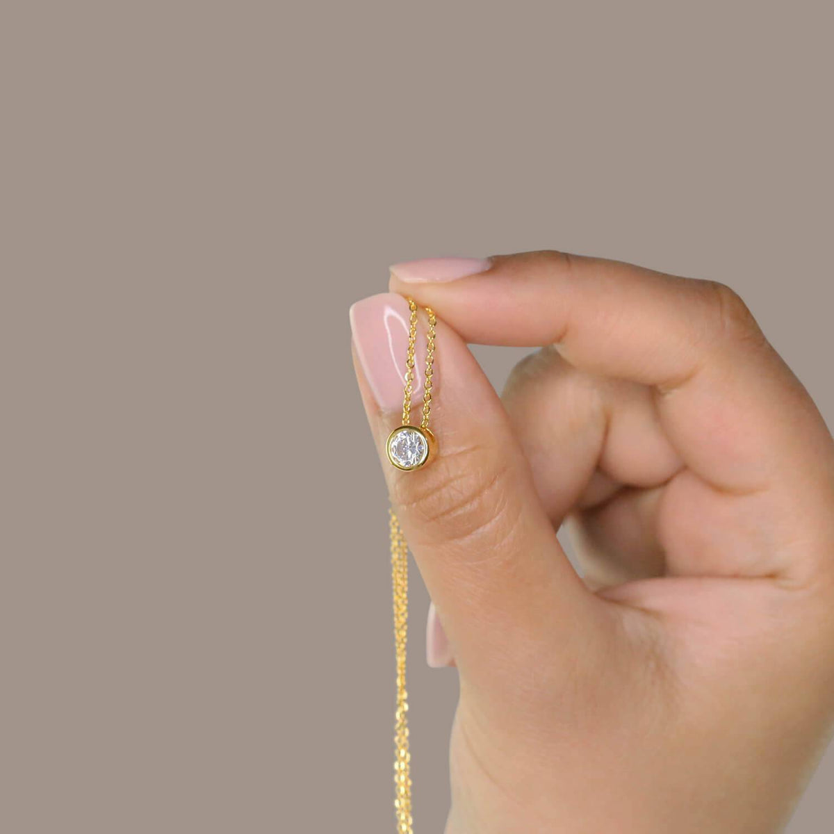 solitaire necklace gold- Trove & Co.