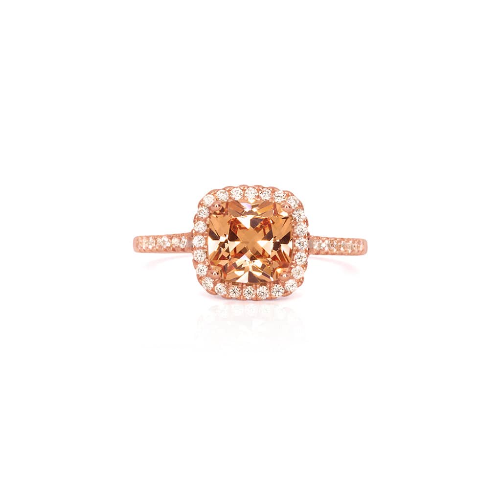 HALO ENGAGEMENT RING WITH CHAMPAGNE STONE - Trove & Co.