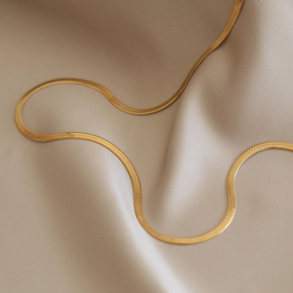 herringbone snake chain gold - Trove & Co.