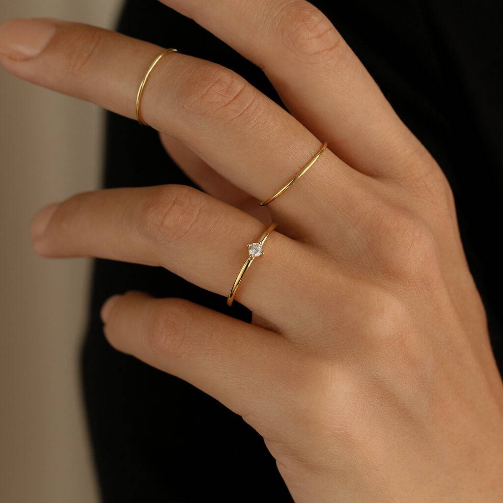 Mini solitaire ring gold - Trove & Co.