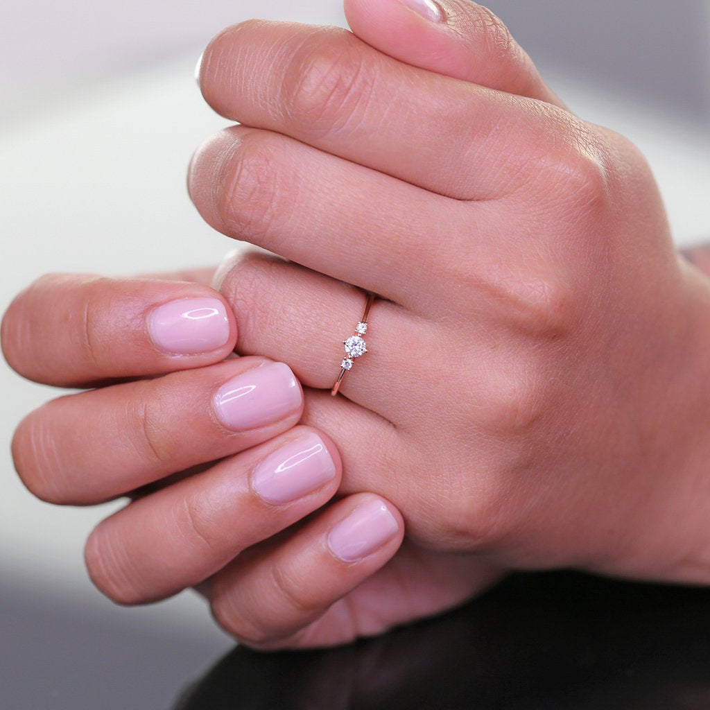 dainty three stone ring - Trove & Co.