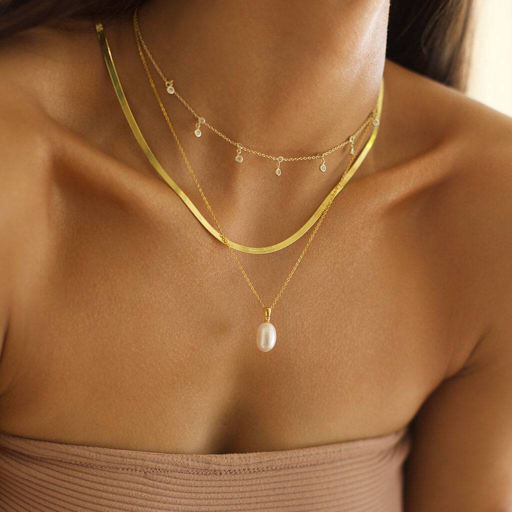 white gold necklace with pearl pendant - Trove & Co.