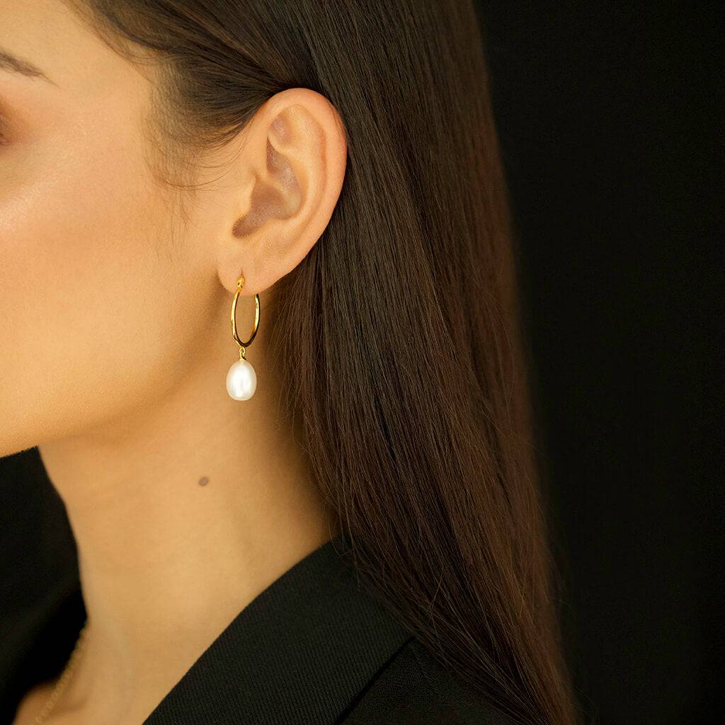 organic pearl hoops - Trove & Co.