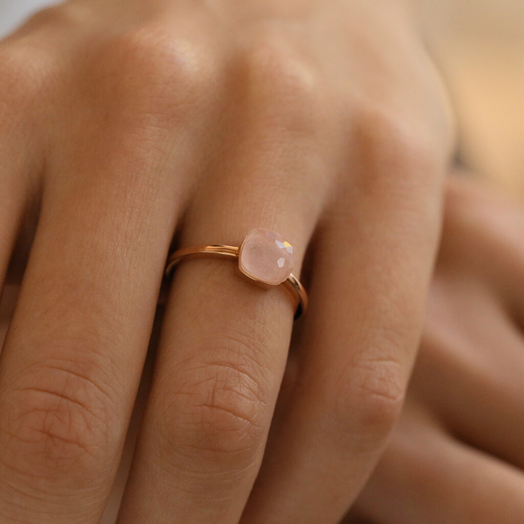 rose quartz gold ring - Trove & Co.