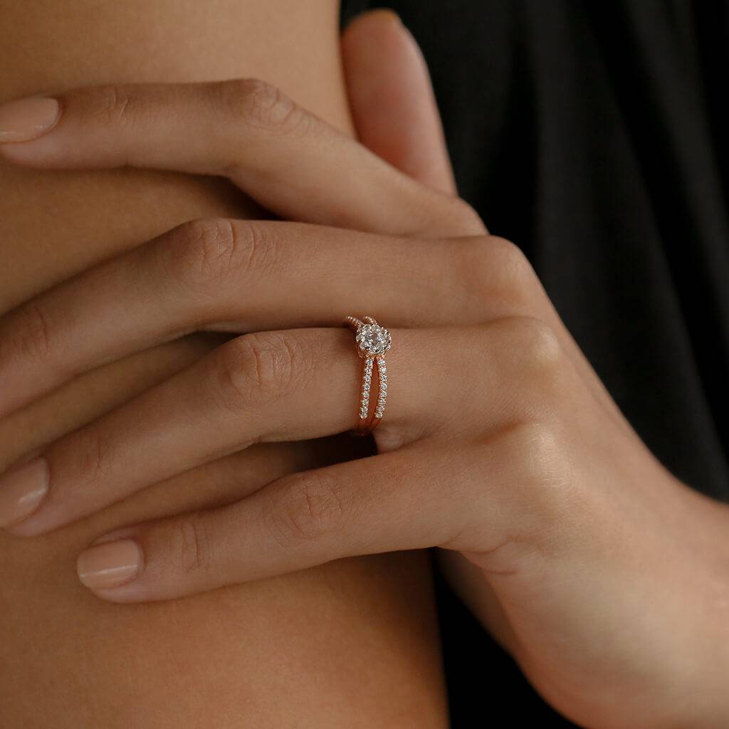 split shank engagement ring with wedding band - Trove & Co.