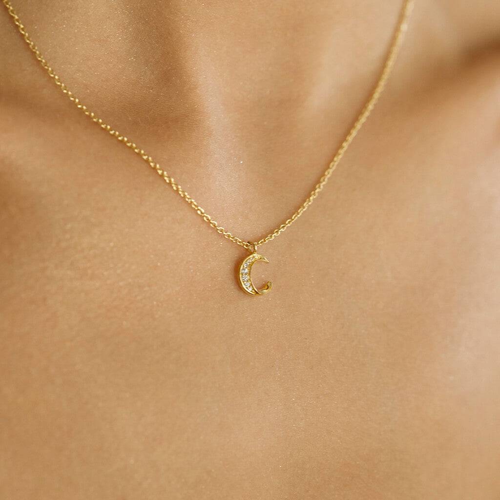 twisted gold crescent moon necklace - Trove & Co.