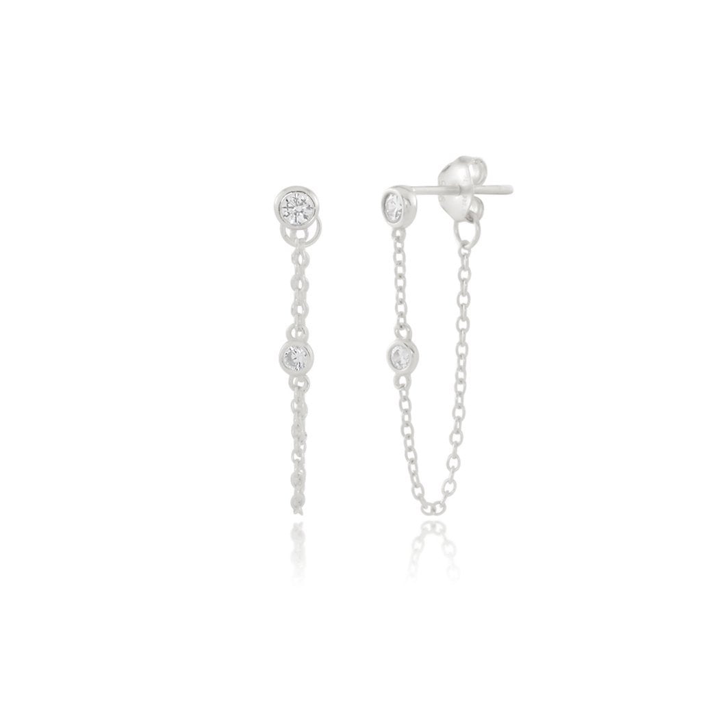 DAINTY CHAIN EAR JACKET EARRINGS - 14K GOLD VERMEIL - Trove Candles