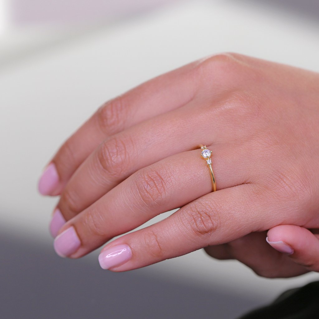MINIMALIST 3 STONE RING - 14K GOLD VERMEIL - Trove Candles