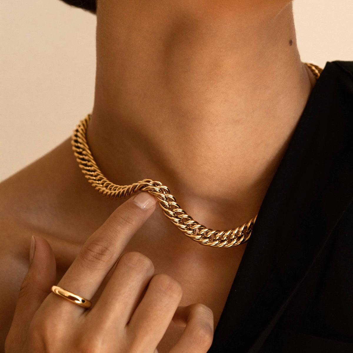 Double Curb Chain Necklace - Trove & Co.
