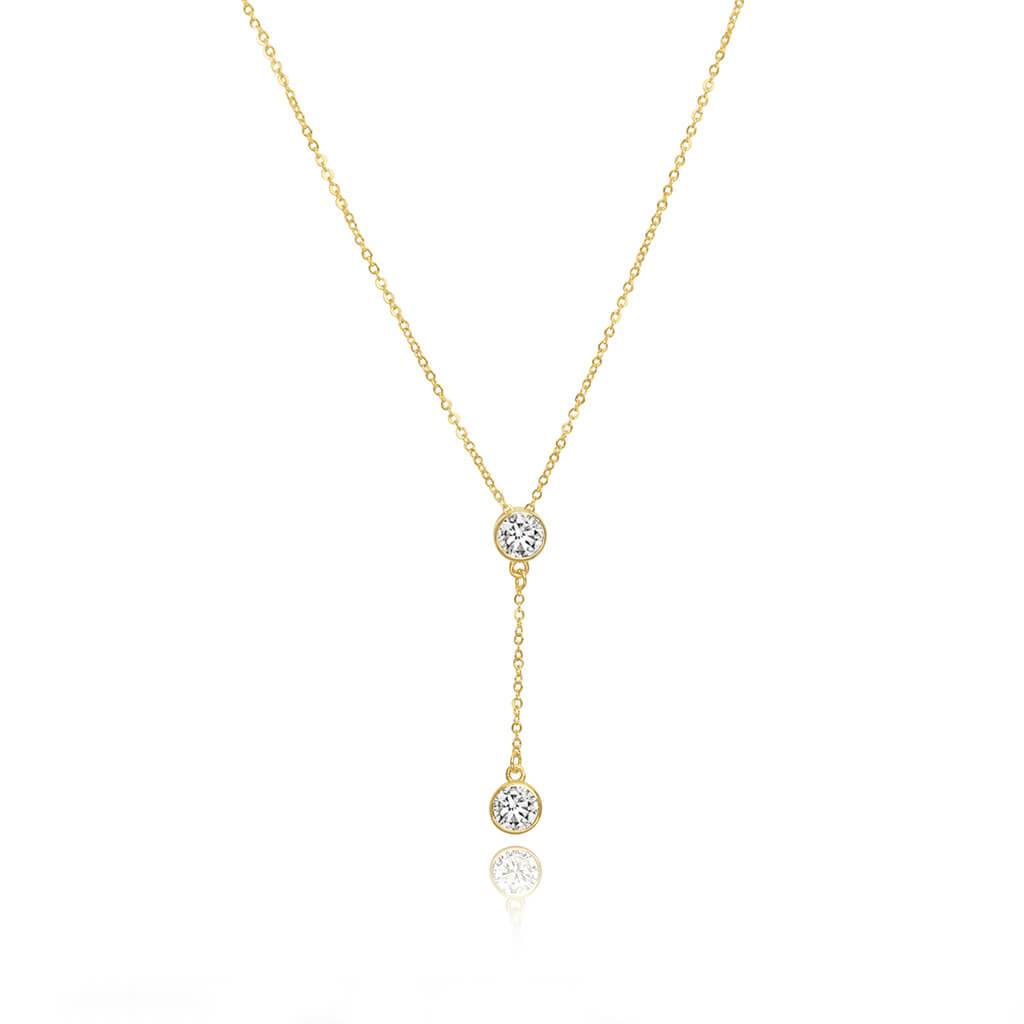 DOUBLE SOLITAIRE LARIAT NECKLACE - Trove & Co.