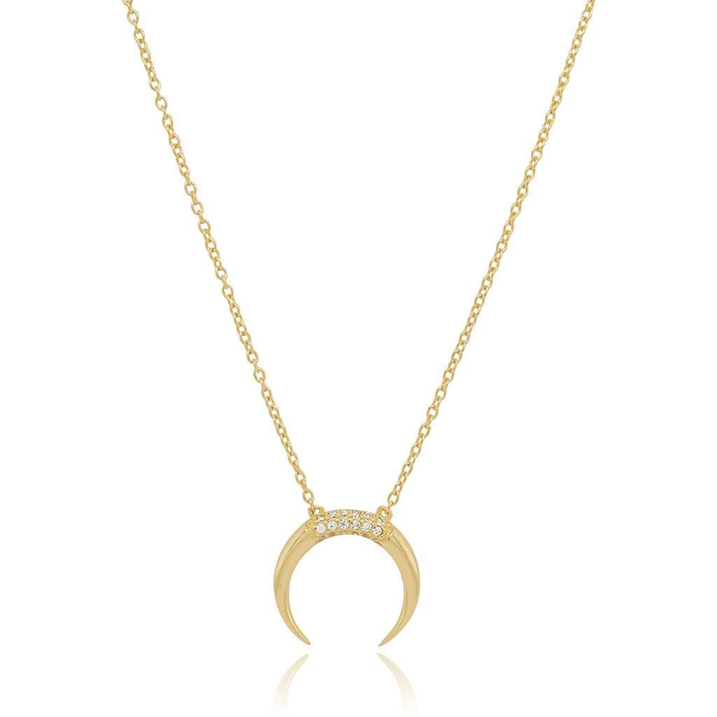 CRESCENT MOON NECKLACE WITH STONES - Trove & Co.
