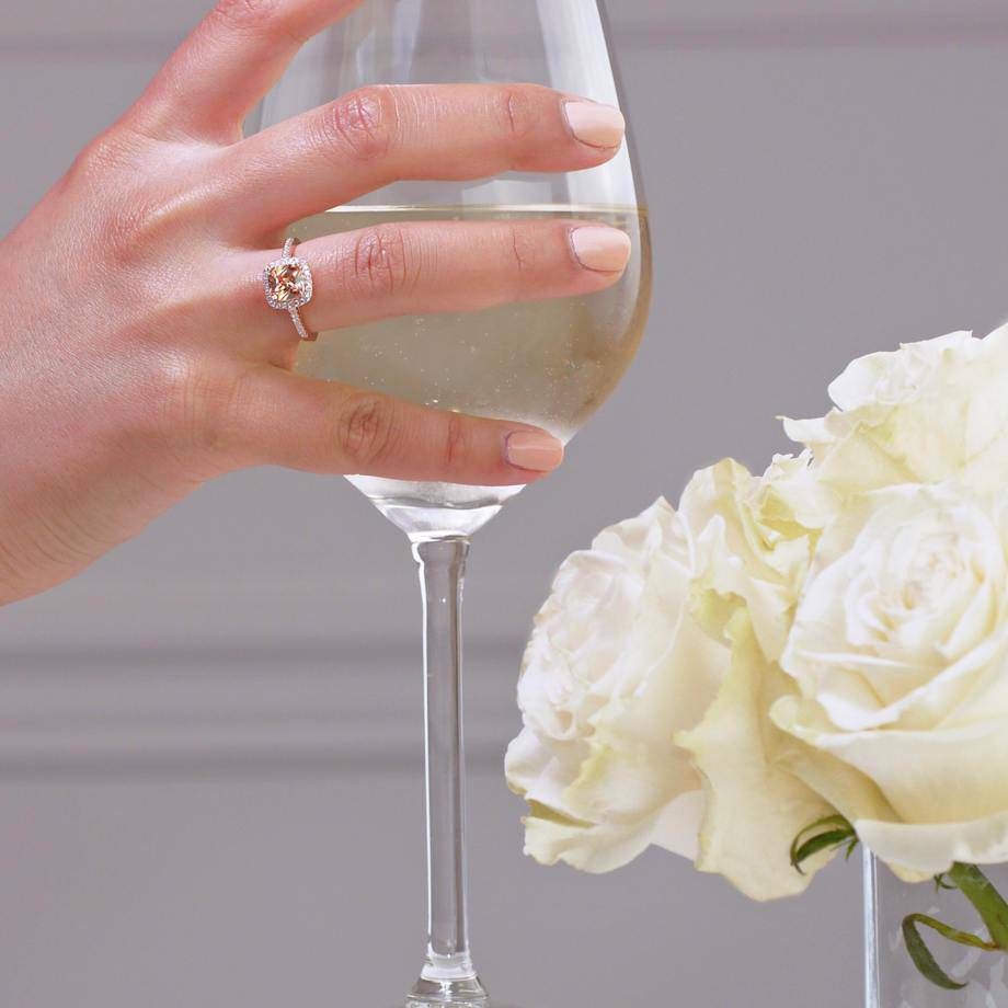 HALO ENGAGEMENT RING WITH CHAMPAGNE STONE - Trove & Co.