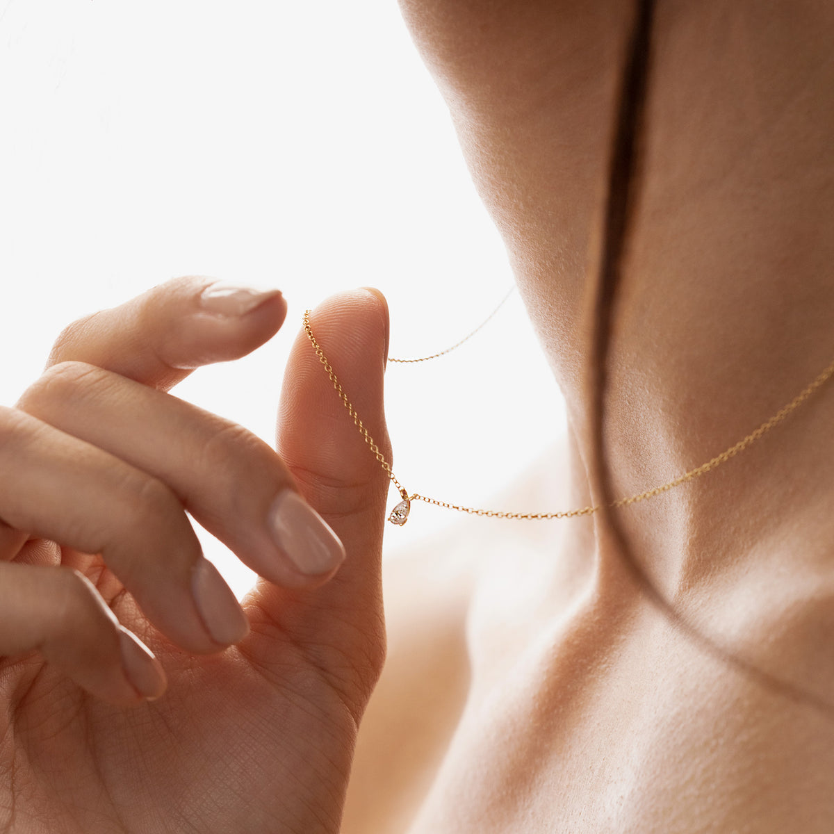 Teardrop Solitaire Pendant with Moissanite