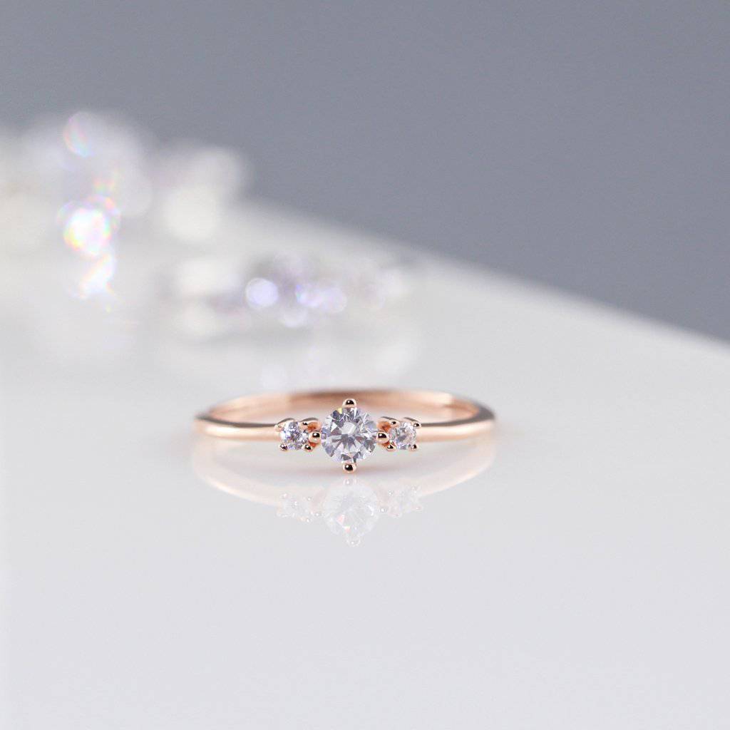 1Pcs 3MM Round Simple Silver Gold Gemstone Cz Stone Luxury Double Band  Prong Bezel Solid 925 Sterling Silver Adjustable Ring Settings 1210044  |1210044| :