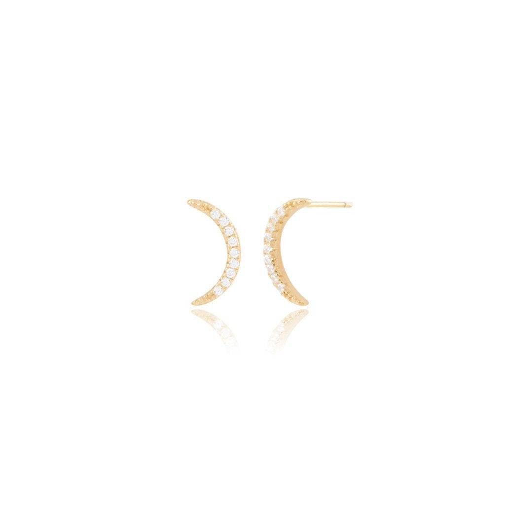 SLIM GOLD CRESCENT MOON EARRINGS - Trove & Co.