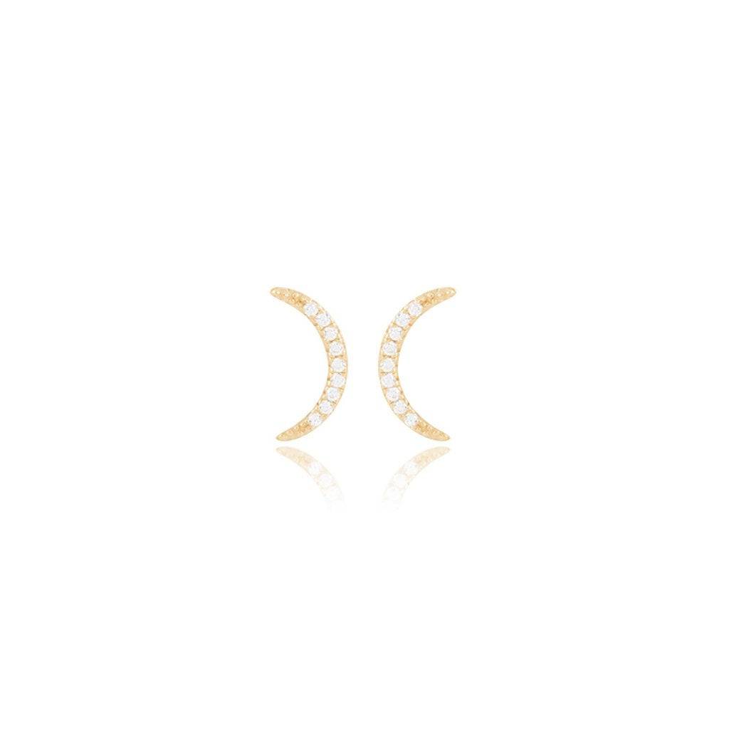 SLIM GOLD CRESCENT MOON EARRINGS - Trove & Co.