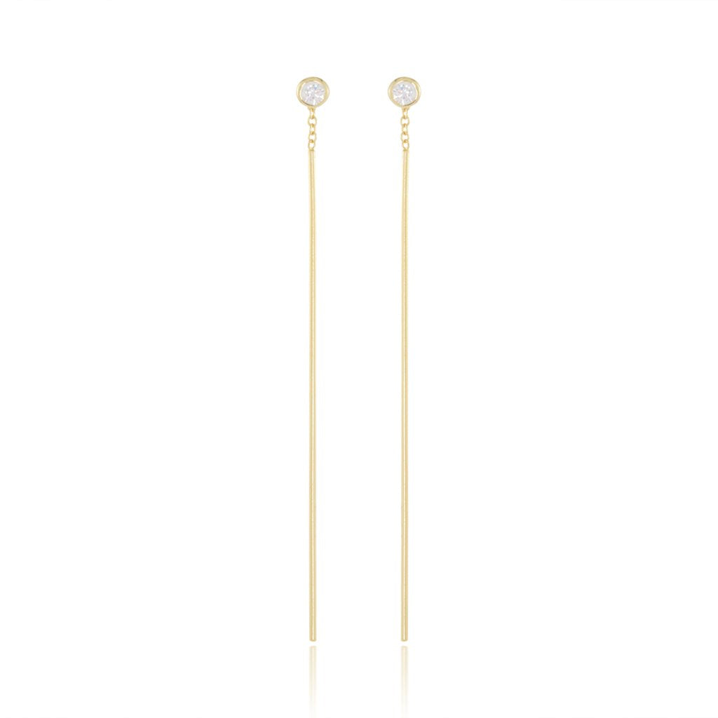 SOLITAIRE BAR THREADER EARRINGS - Trove & Co.