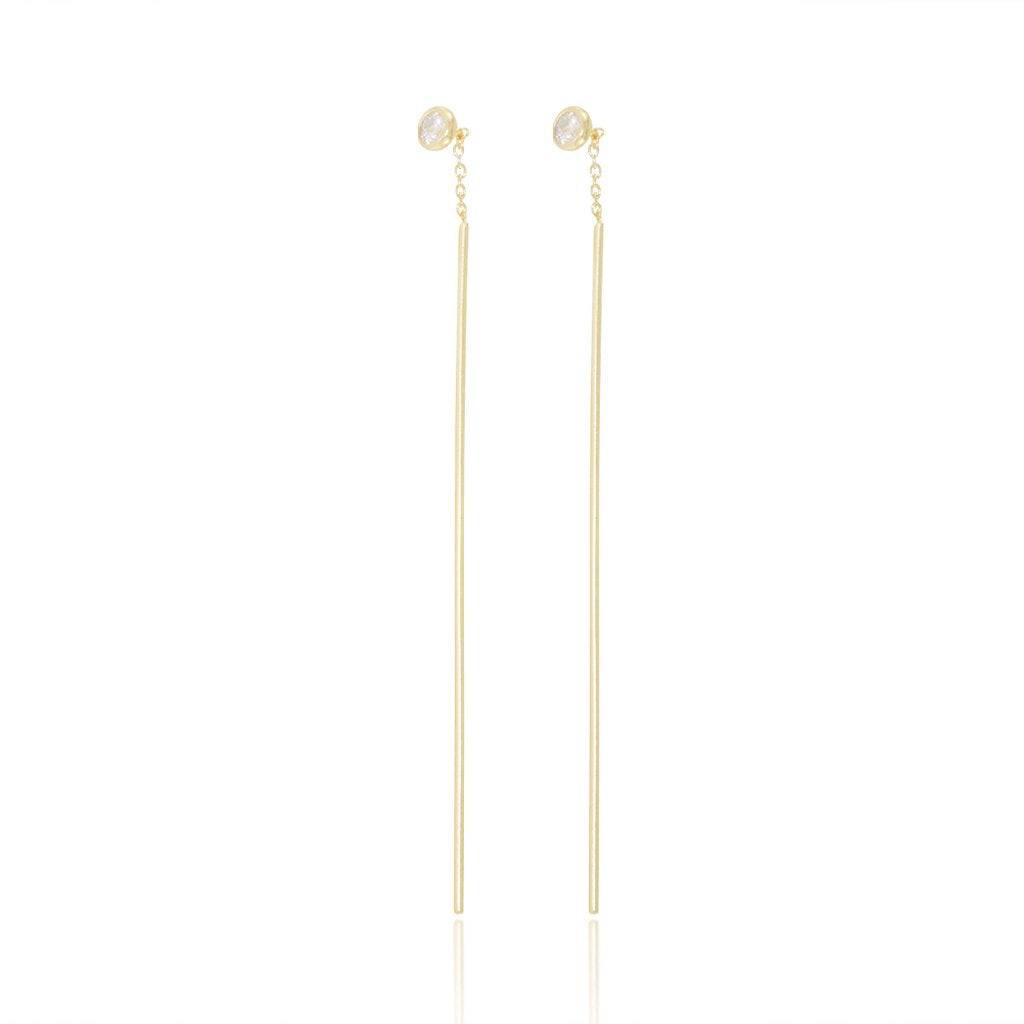 SOLITAIRE BAR THREADER EARRINGS - Trove & Co.