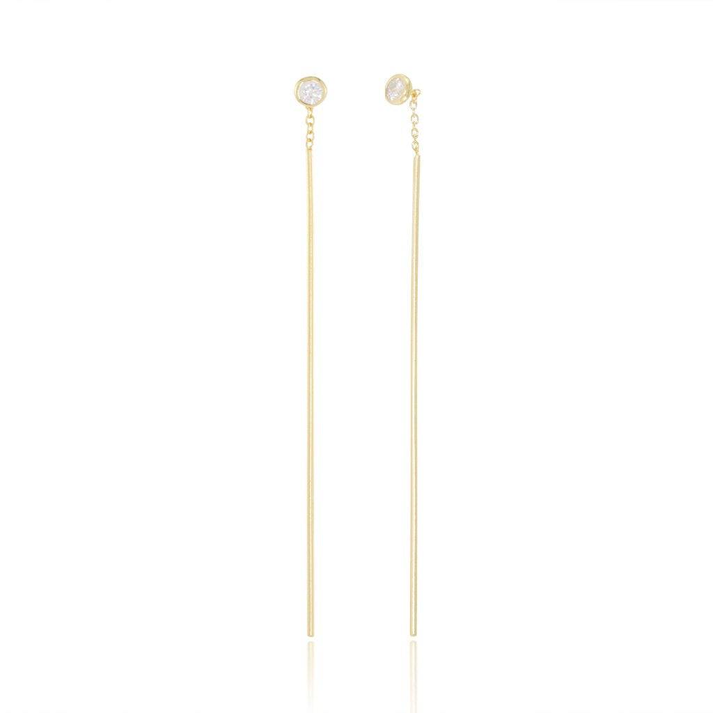 SOLITAIRE BAR THREADER EARRINGS - Trove & Co.