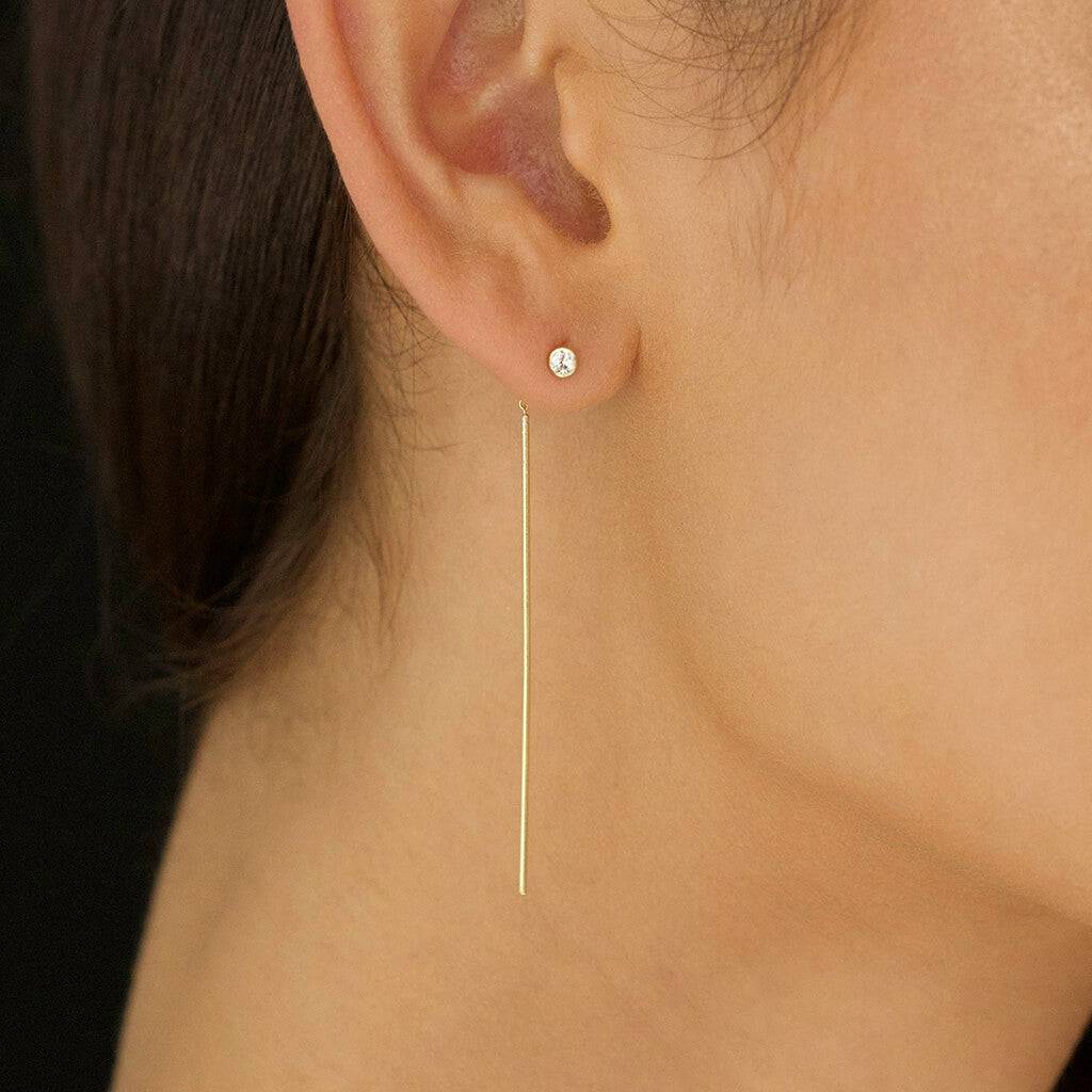 SOLITAIRE BAR THREADER EARRINGS - Trove & Co.