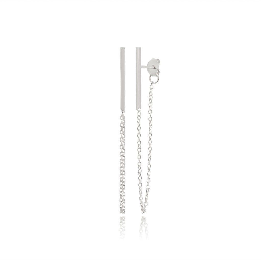 BAR DANGLING CHAIN EARRINGS - 14K GOLD VERMEIL - Trove Candles