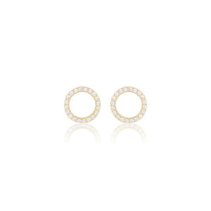 CIRCLE PAVE EARRINGS - 14K GOLD VERMEIL - Trove Candles