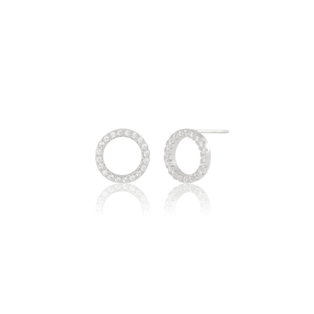 CIRCLE PAVE EARRINGS - 14K GOLD VERMEIL - Trove Candles